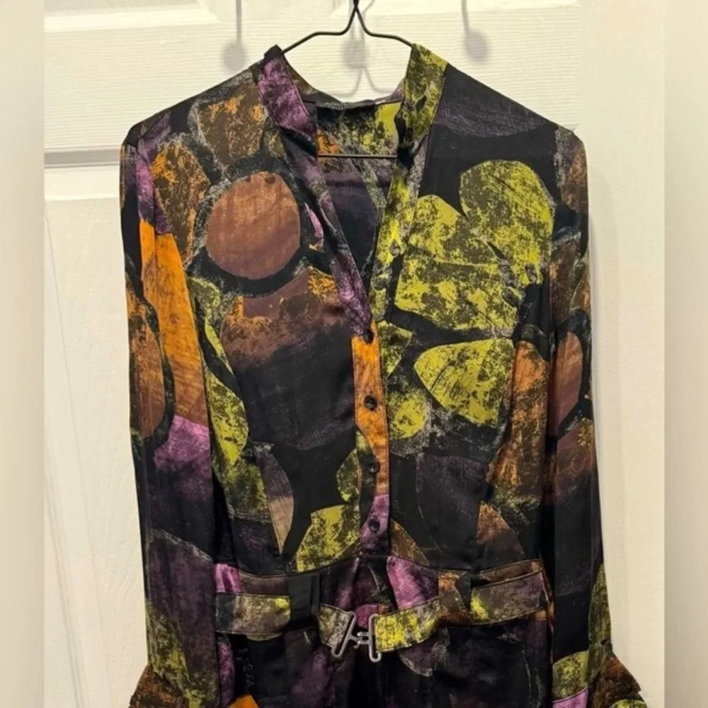 NEW Y2K Apanage collection dress midi olive 90s floral print flowy lined US8 - Picture 1 of 4